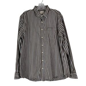 Old Navy Button Down Shirt Mens XL Brown Blue White Stripe Long Sleeve Casual